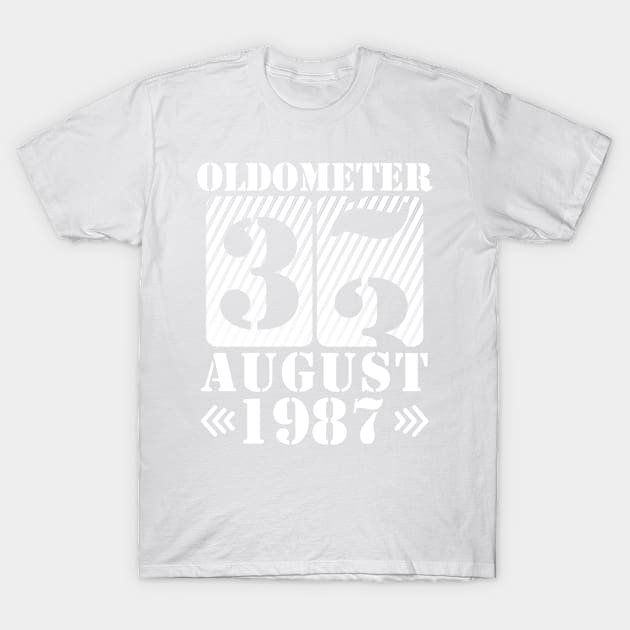 Oldometer 33 Years Old Was Born In August 1987 Happy Birthday To Me You T-Shirt by DainaMotteut